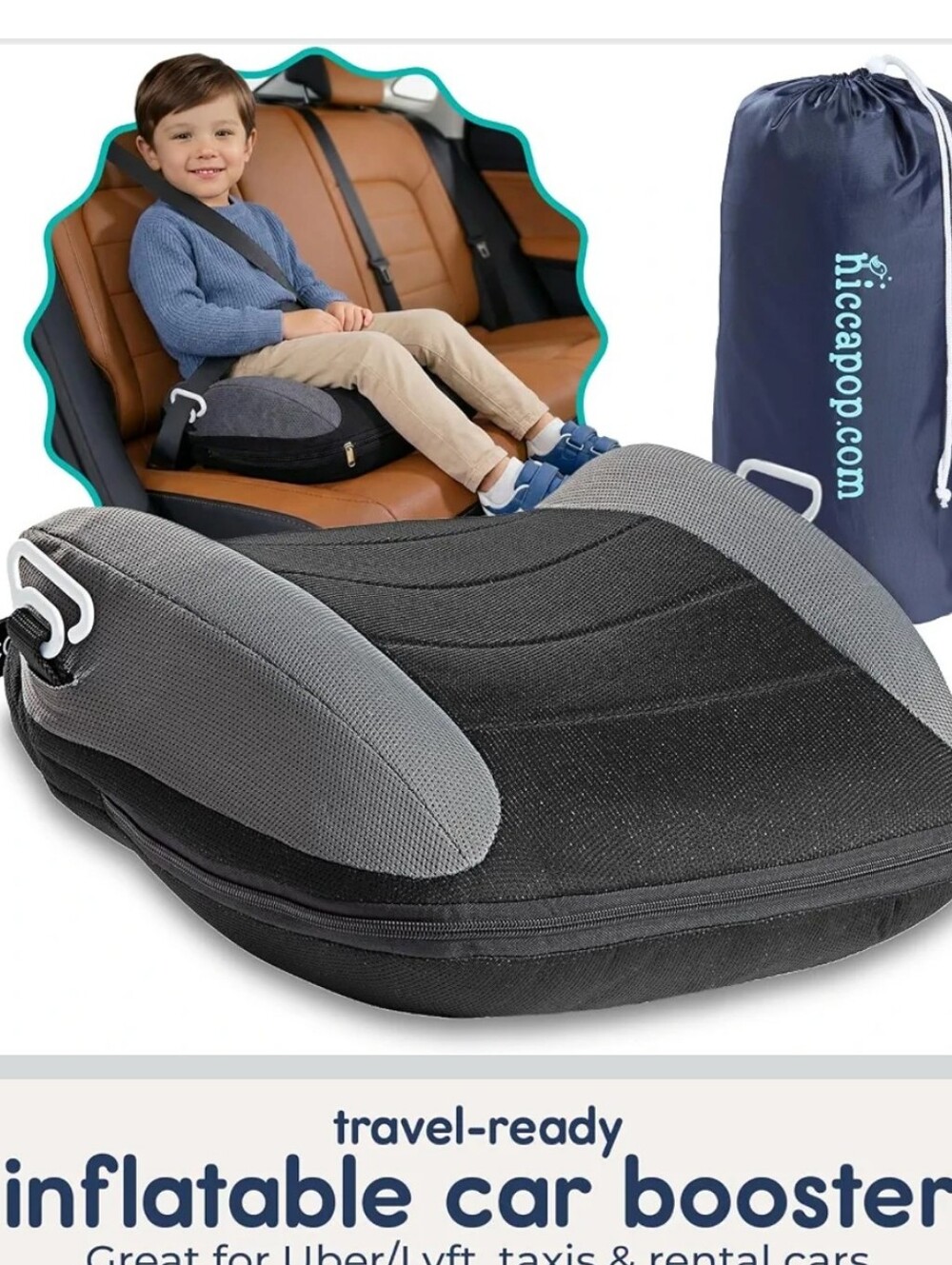 Good Condition Hicapop Inflatable Car Booster Seat - Black/Grey
